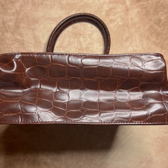 Vintage 90s Ralph Lauren Safari Faux Alligator Leather Embossed Tote Bag Boho - Picture 5 of 10